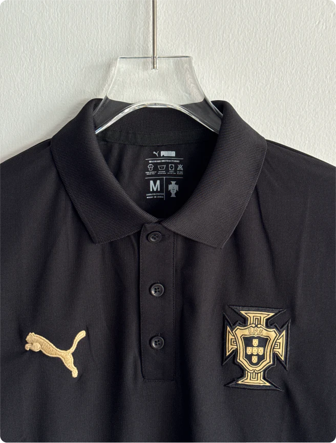 TSHIRT PORTUGAL BLACK POLO EMBROIDERY PREMIUM