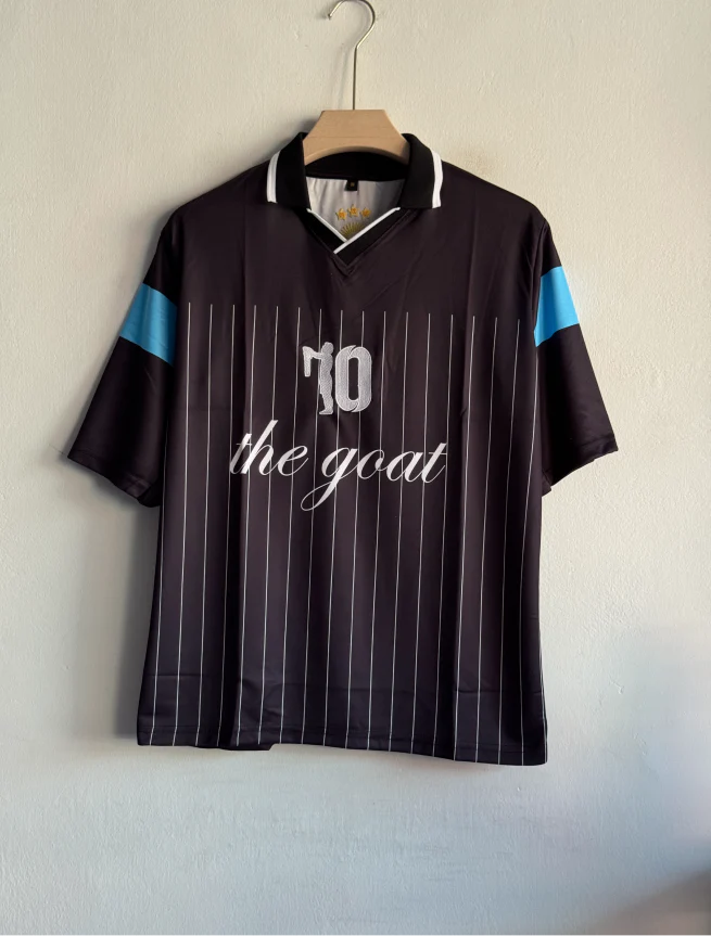ARGENTINA LA-ALBICELESTE 10 BLACK KIT FIVESLEEVE POLO EMBROIDERY PREMIUM