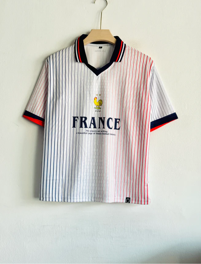 FRANCE VINTAGE WHITE KIT ZIDANE FIVESLEEVE POLO
