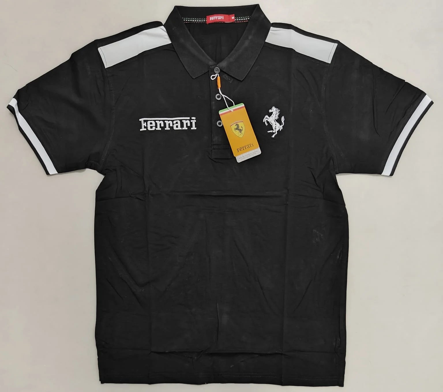 FERRARI F1 BLACK POLO T-SHIRT