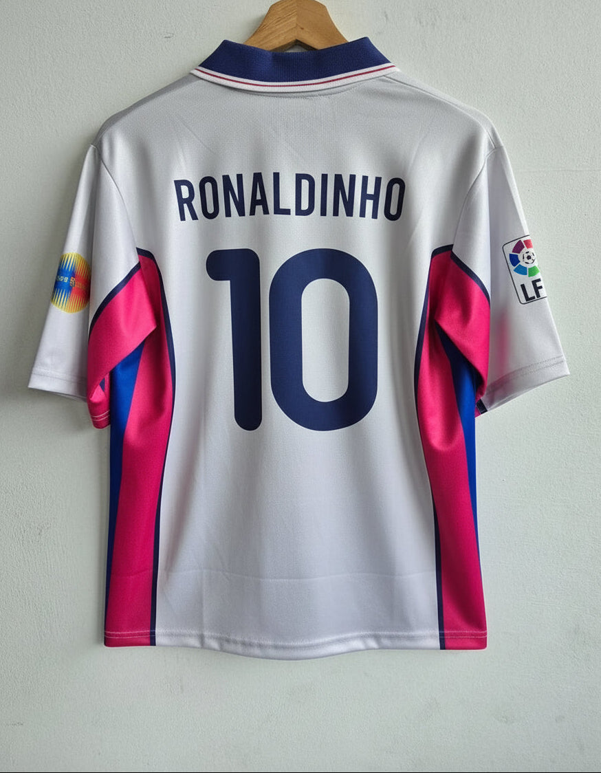 Barcelona 1998/1999 Five Sleeve Collar Away Jersey