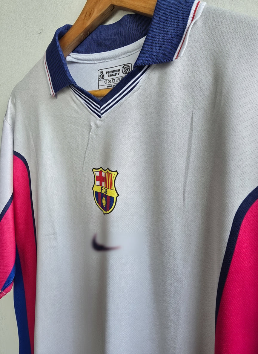 Barcelona 1998/1999 Five Sleeve Collar Away Jersey