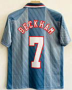 England 1996 Collar Retro Away Jersey Embroidery - Beckham