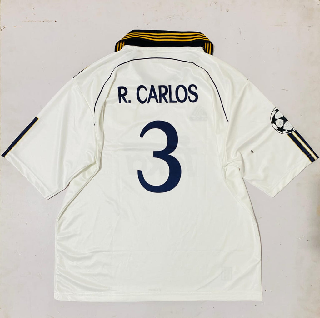 Real Madrid 1998/2000 Five Sleeve Collar Embroidery Home Jersey R.Carlos