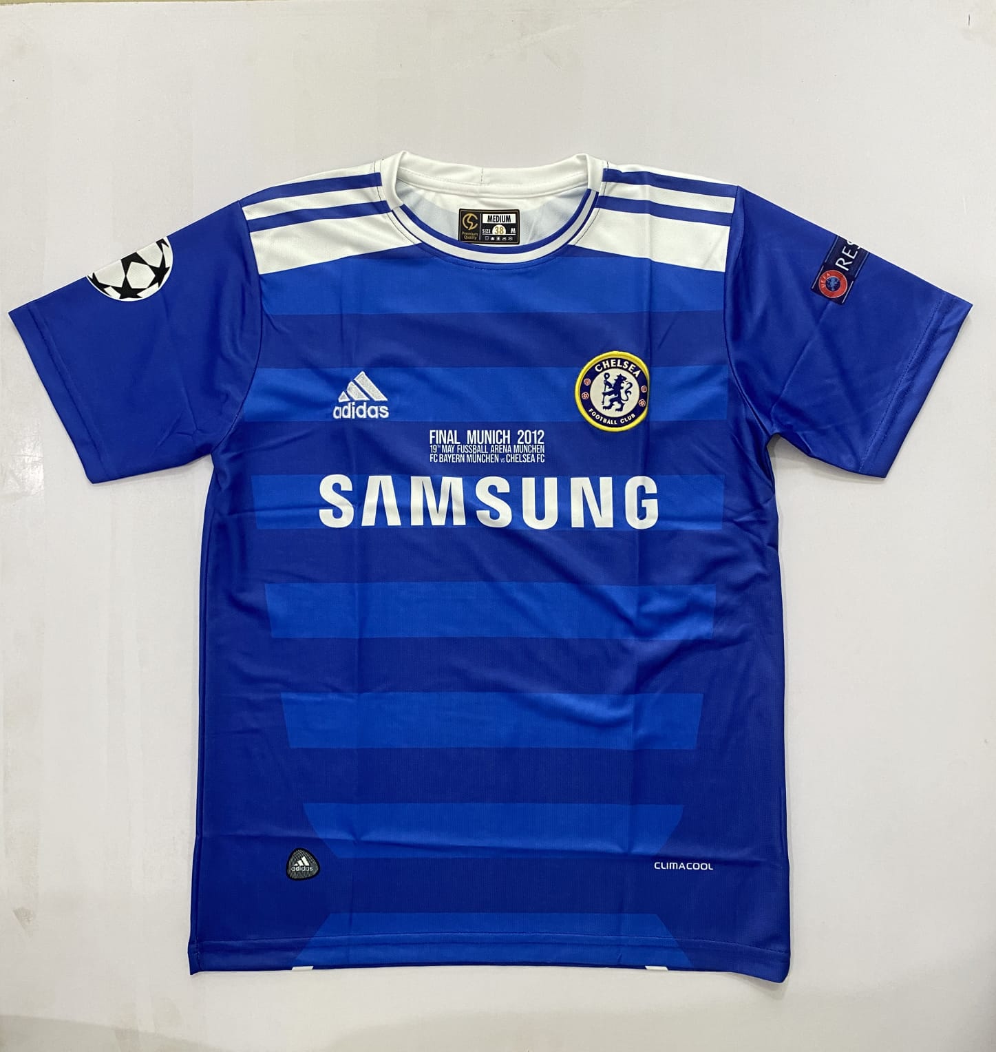 Chelsea 2012 Final Munich 2012 Retro Home Jersey Embroidery Drogba