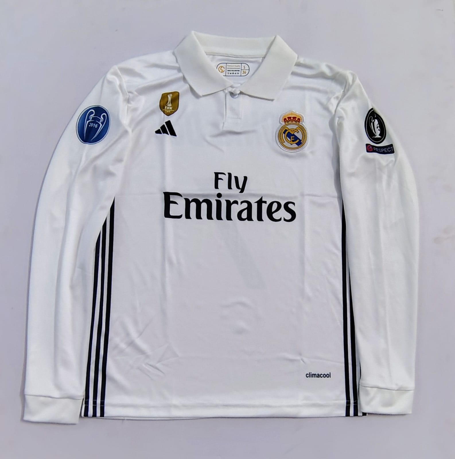 REAL MADRID 2016/2017 COLLAR FULL SLEEVE EMBROIDERY HOME JERSEY RONALDO