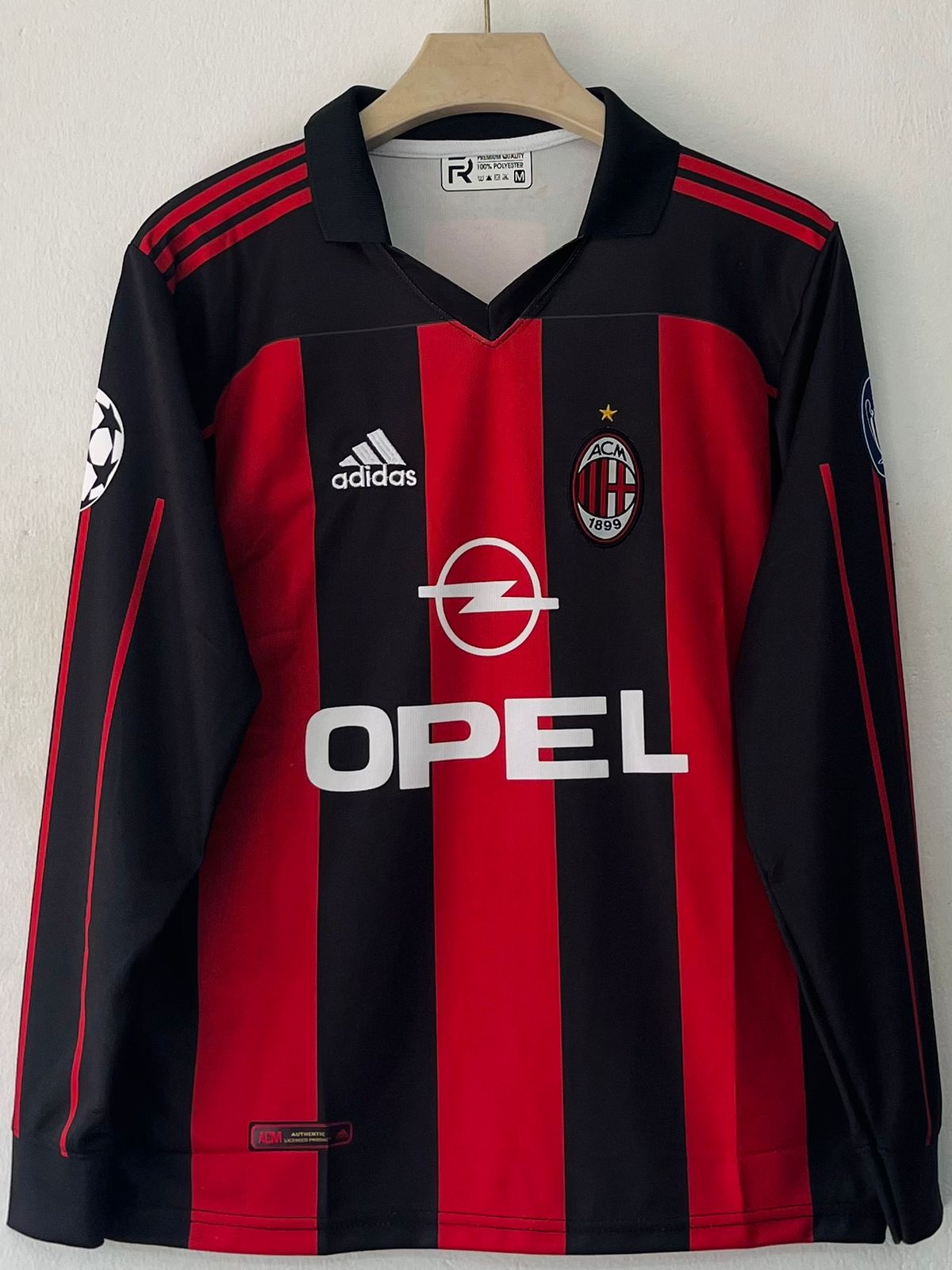 AC MILAN 2000/2002 COLLAR FULL SLEEVE EMBROIDERY HOME JERSEY MALDINI