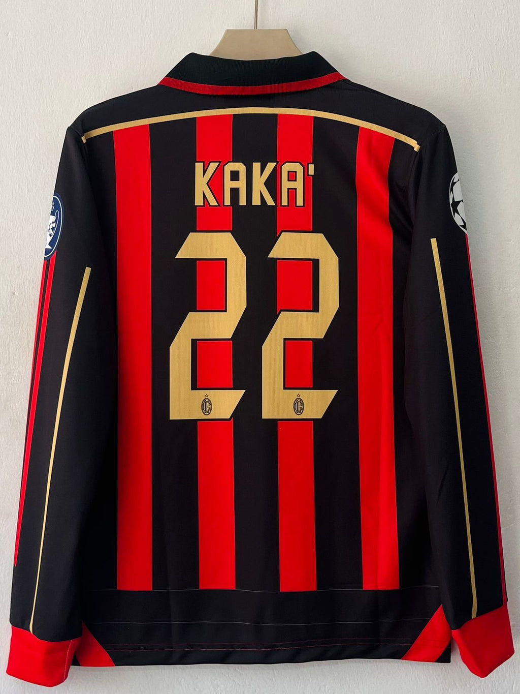 AC MILAN 2006/2007 COLLAR FULL SLEEVE EMBROIDERY HOME JERSEY KAKA