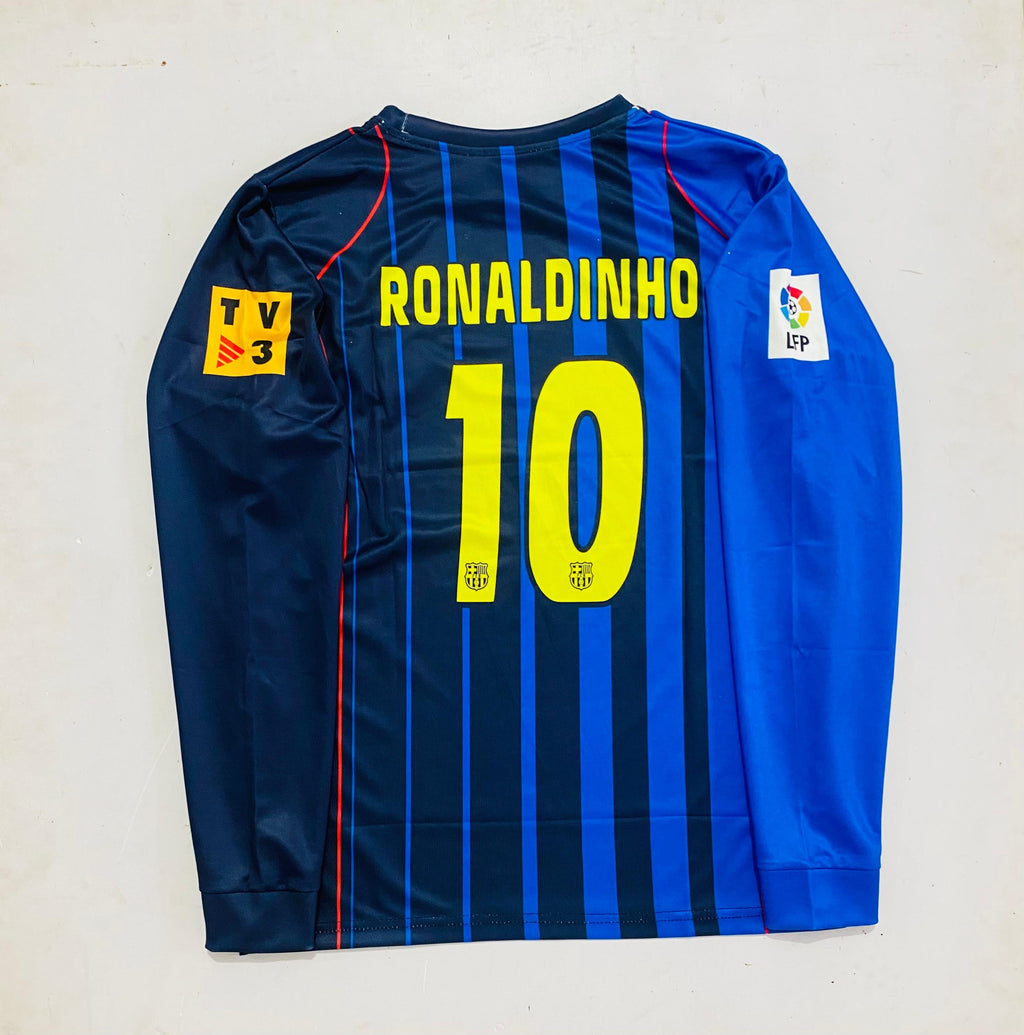 FC BARCELONA 2004 - 2005 FULL SLEEVE EMBROIDERY AWAY JERSEY RONALDINHO