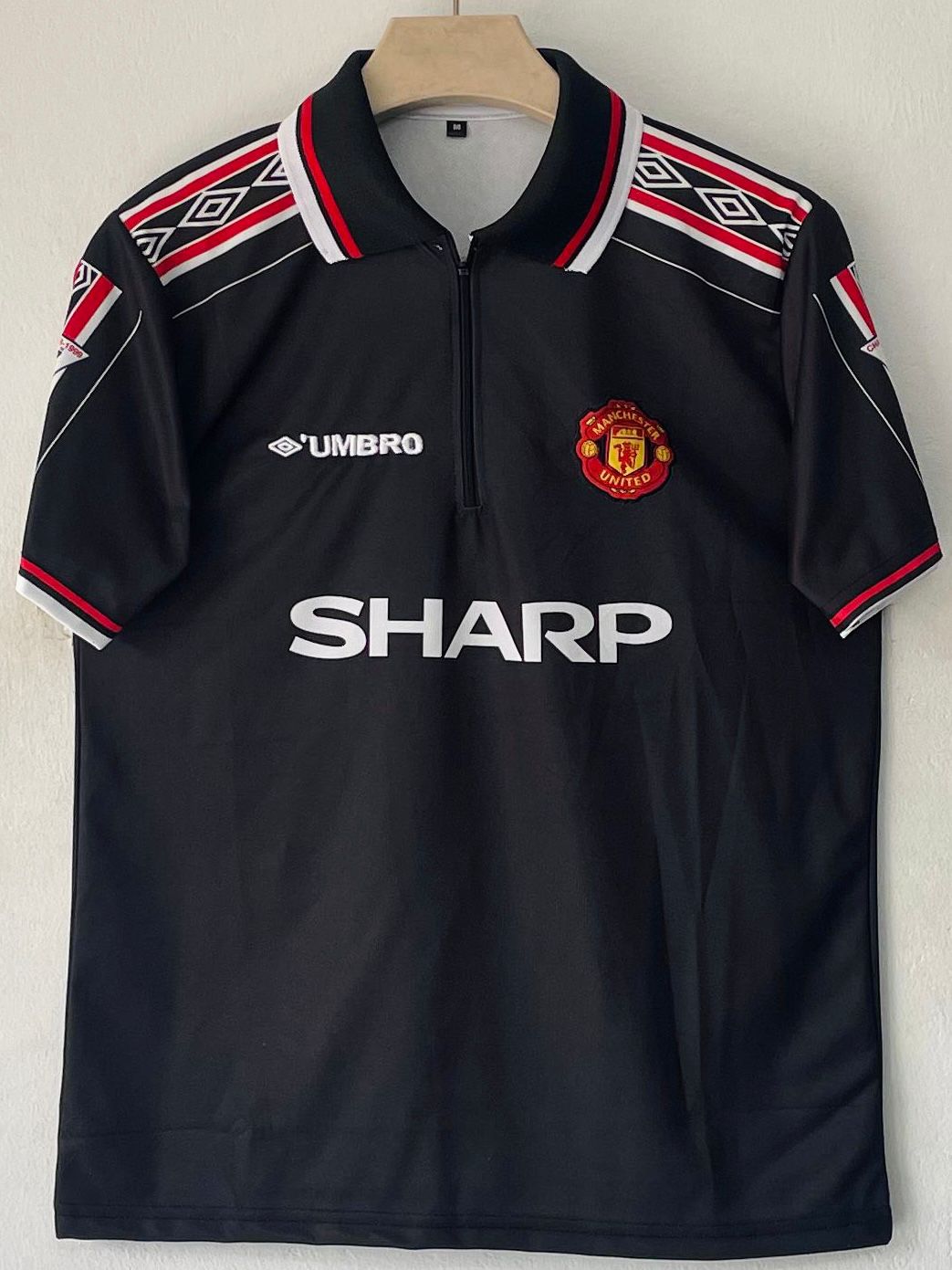 MANCHESTER UNITED 1998 - 1999 ZIP COLLAR EMBROIDERY AWAY JERSEY BECKHAM