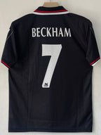 MANCHESTER UNITED 1998 - 1999 ZIP COLLAR EMBROIDERY AWAY JERSEY BECKHAM