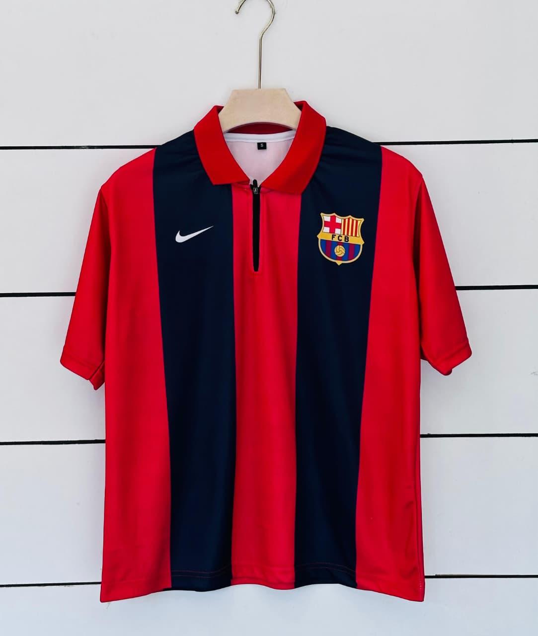 FC BARCELONA 2008 - 2009 COLLAR FIVE SLEEVE RETRO JERSEY
