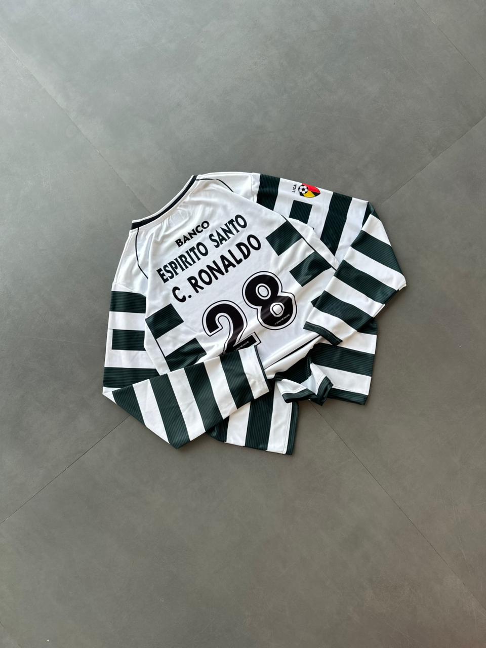 SPORTING CP 2001 - 2003 FULL SLEEVE HOME JERSEY RONALDO PREMIUM SUBLIMATION