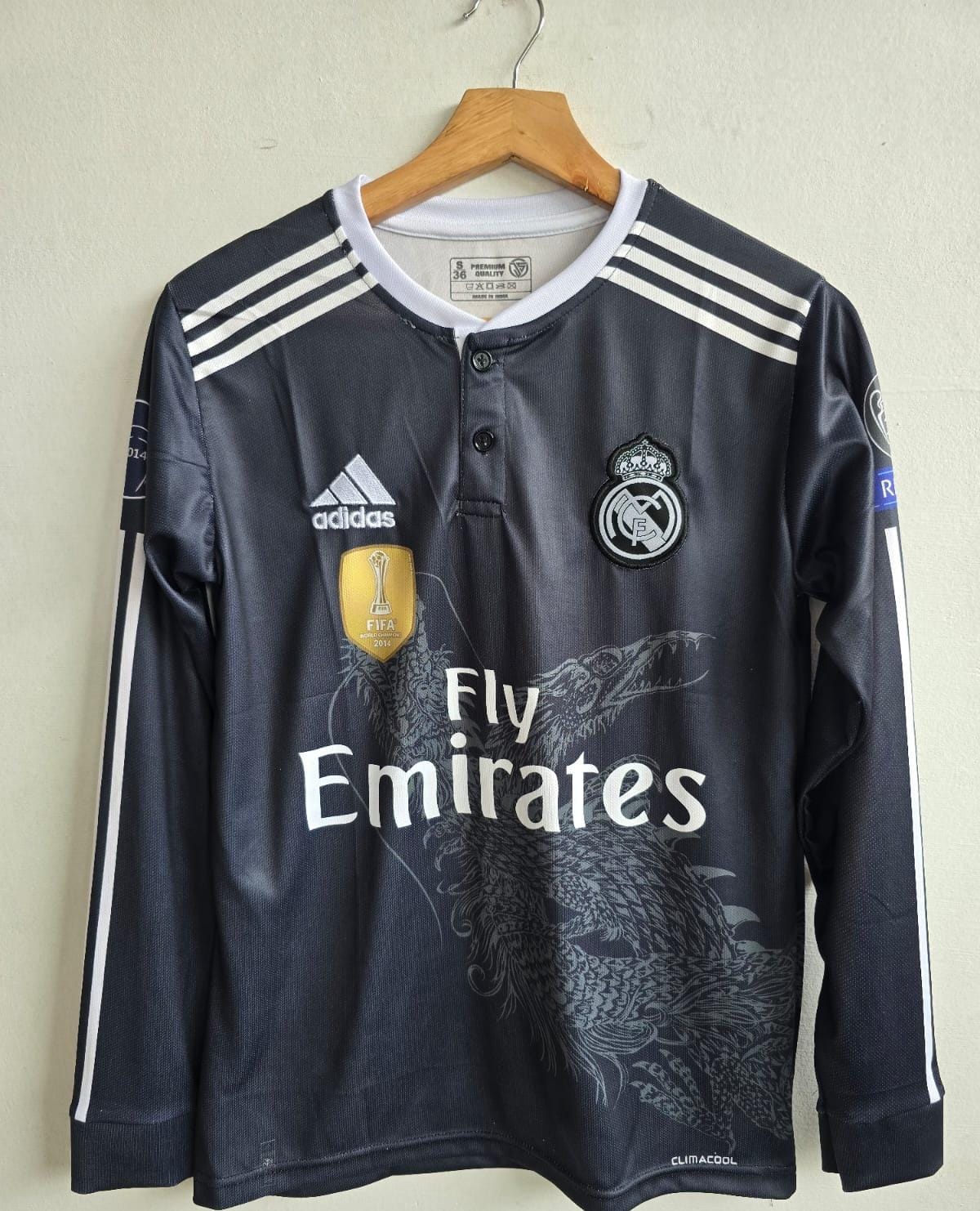 REAL MADRID 2014 - 2015 FULL SLEEVE THIRD JERSEY EMBROIDERY RONALDO