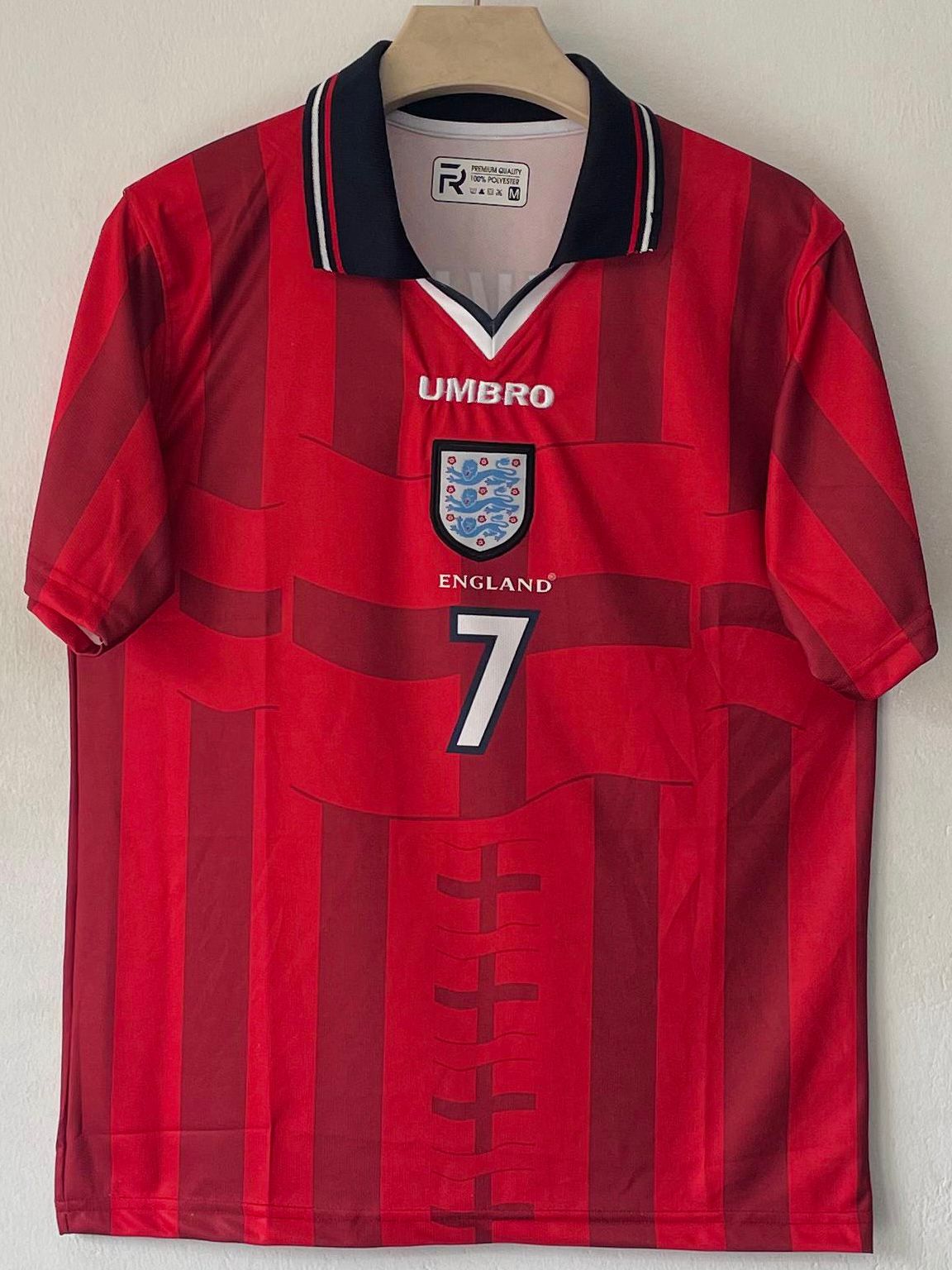 ENGLAND 1997 - 1999 COLLAR EMBROIDERY AWAY JERSEY BECKHAM
