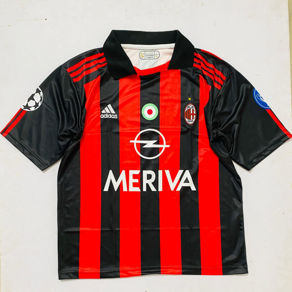 AC MILAN 2003 - 2004 FIVE SLEEVE EMBROIDERY HOME JERSEY