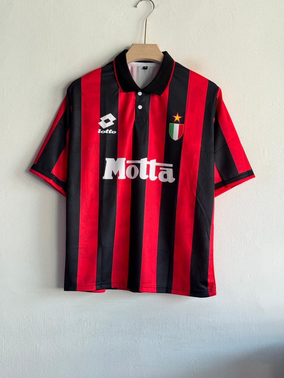 AC MILAN 1993-94 HOME KIT GULLIT FIVESLEEVE POLO
