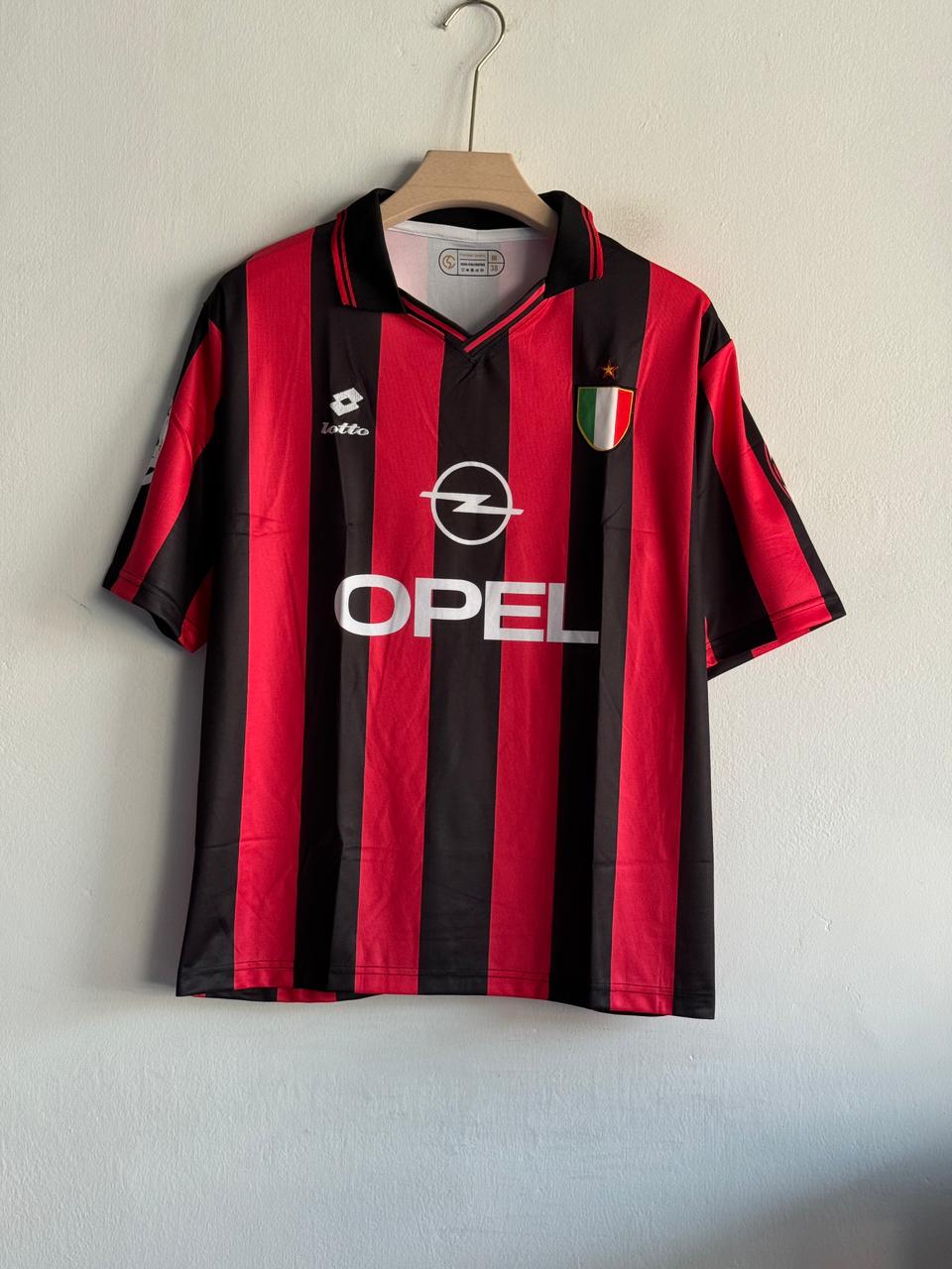 AC MILAN 1995-96 HOME KIT BAGGIO FIVESLEEVE POLO PREMIUM EMBROIDERY