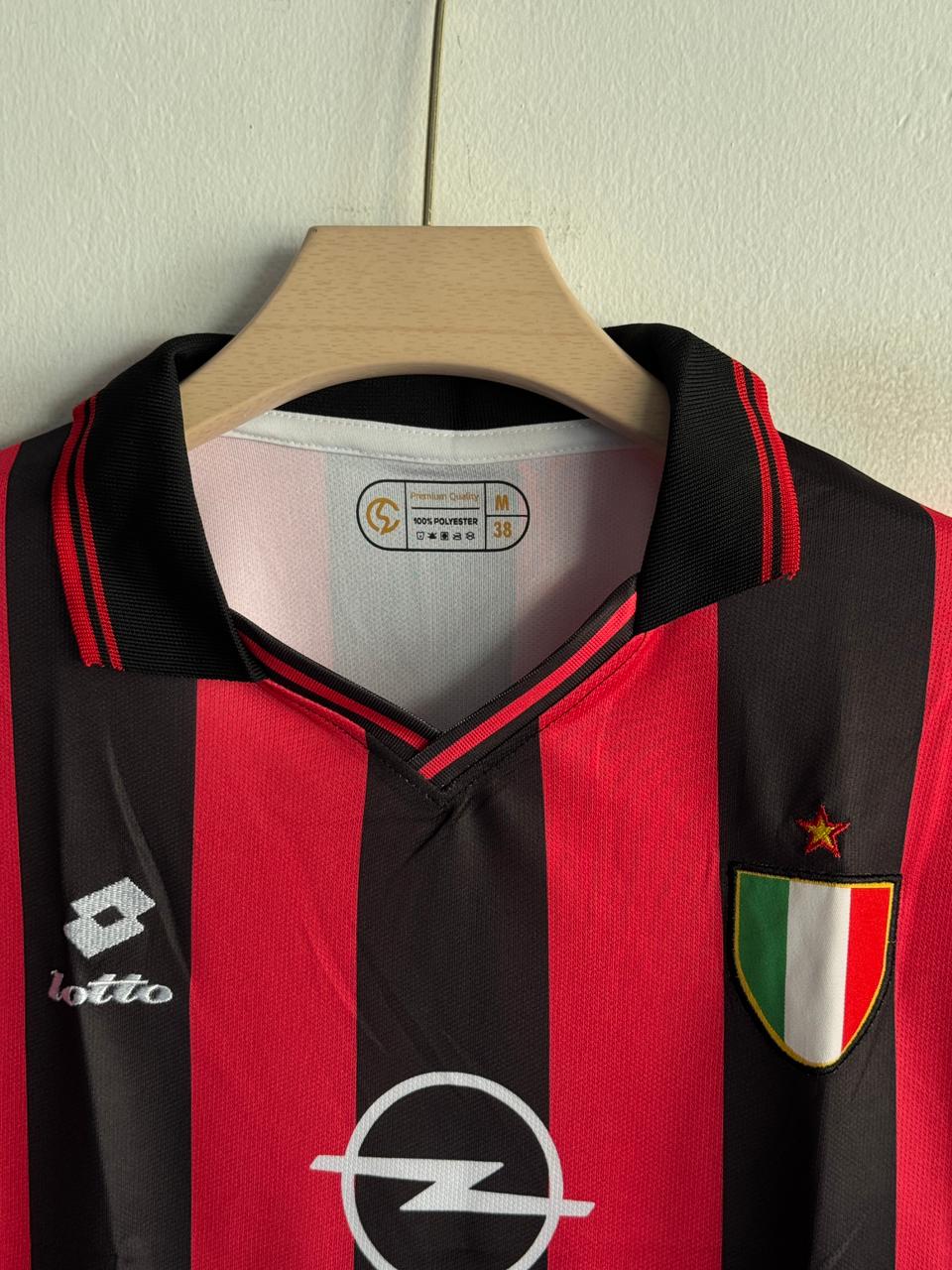 AC MILAN 1995-96 HOME KIT BAGGIO FIVESLEEVE POLO PREMIUM EMBROIDERY