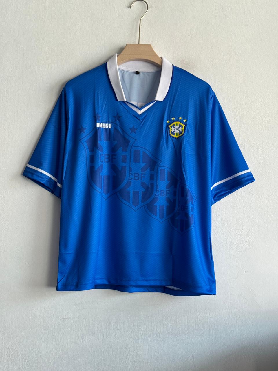 BRAZIL 1994 AWAY KIT BEBETO FIVESLEEVE POLO EMBROIDERY