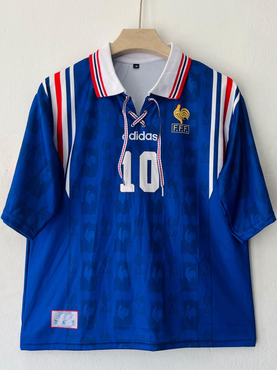 France 1996 Collar Five Sleeve Home Jersey Zidane