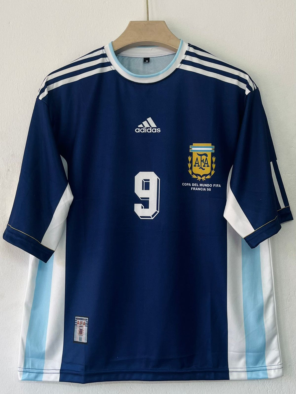 Argentina 1998 FIFA World Cup Five Sleeve Away Jersey Batistuta