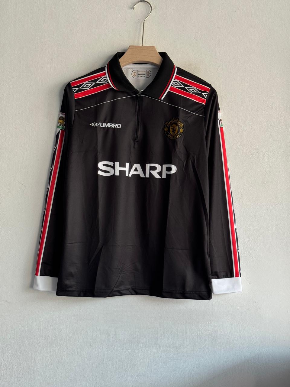 MANCHESTER UNITED 1998 - 1999 FULL SLEEVE ZIP EMBROIDERY AWAY JERSEY BECKHAM