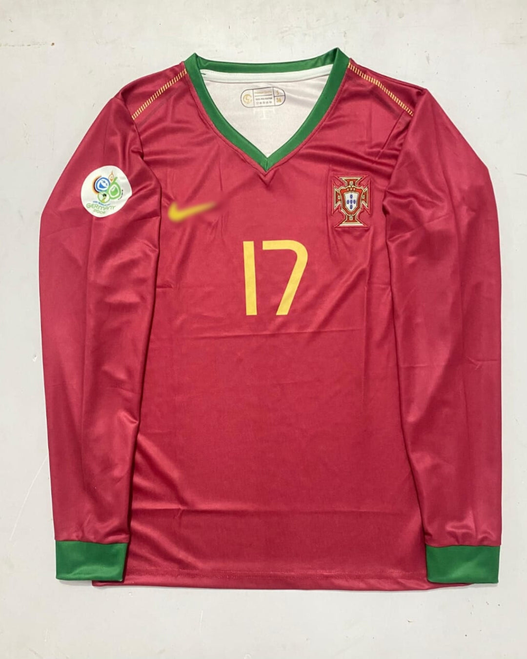 Portugal 2006  World Cup Full Sleeve Embroidery Home Kit Ronaldo